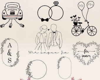 Plotterdatei Hochzeit, Just married Hochzeit Plotterdatei, Engagement, Ring svg, Wreath Wedding svg, gift idea for him