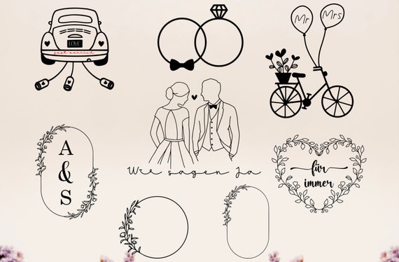 Plotterdatei Hochzeit, Just married Hochzeit Plotterdatei, Engagement, Ring svg, Wreath Wedding svg, gift idea for him