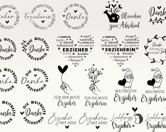 Erzieher Abschied Plotterdatei SVG, Deutsche Erzieherin Plotterdatei, Erzieher Svg, Schulkind Svg, Kindergarten Abschied Svg , Danke Svg