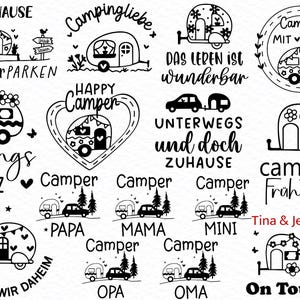 Plotterdatei Camping Wohnwagen SVG, Plotterdatei Camper, Camping Sprüche, Camping Schriftzüge, Camper Dxf, Camping mit Herz, Happy Camper