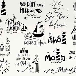 German Nautical Bundle, Plotterdatei Sommer svg, Meer svg Plotterdatei ,Maritim svg ,Leuchtturm svg ,Möwen svg, Heimat Hafen Svg, Ahoi Svg