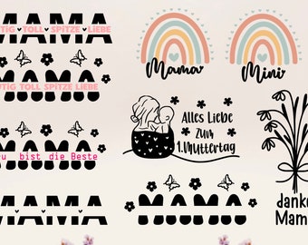 Mama allemand traceur fichier SVG, Plotterdatei Geburstag, Mama Du bist die Beste SVG, Alles Liebe Muttertag, Frühling Svg