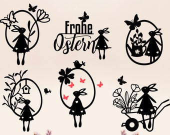 Plotterdatei Ostern Svg.Plotterdatei Frühling Svg、Plotterdate Blumen Mädchen、Frohe Ostern Svg.Laser Cut svg file CNC