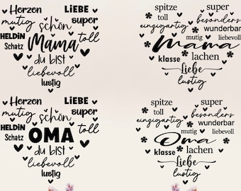 Plotterdatei Herz,Plotterdatei Muttertag, Plotterdatei Mama , Mama Herz Svg, Plotter File  Oma Svg, Die beste Oma Svg