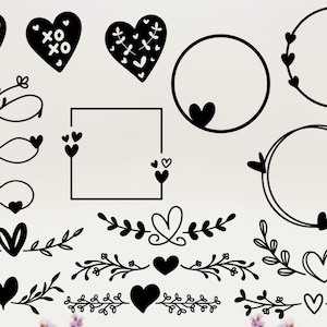 Plotterdatei herz,Heart Svg Bundle , floral Hearts Svg, Love Svg, Valentine Days Svg, Cute Heart Cut Files