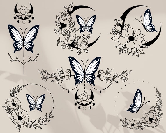 Butterfly Svg Floral Butterfly Svg Butterfly Flower Svg | Etsy UK