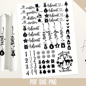 Kerzentattoo weihnachten PDF,  Plotterdatei Weinachten Advent Svg,  Advent Kerzentattoo Kerzensticker Kerzen Gestalten Adventskranz