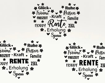 Rente Herz Svg, Rentner Svg, Ruhestand Svg, Ruhestand Spruch para Cricut Silhouette, Plotterdatei Svg