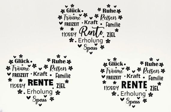 Rente Herz Svg, Rentner Svg, Ruhestand Svg, Ruhestand Spruch für Cricut Silhouette, Plotterdatei Svg