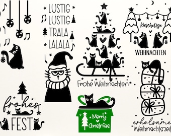 Plotterdatei Weihnachten SVG, Weihnachten SVG, Boże Narodzenie SVG, Weihnachtsdeko, Schriftzüge Weihnachten deutsch, Katze Svg