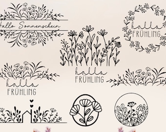 Plotterdatei Blumen,Plotterdatei German Frohe Frühling Svg,Ostern Svg