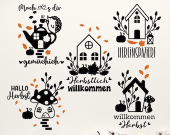 Willkommen Home Plotterdatei  Svg ,German Herbst Plotter File SVG, Floral houses SVG,Cricut Brother Canvas Silhouette