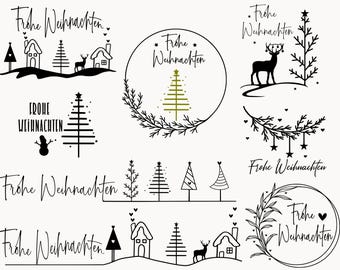 Deutsch Frohe Weihnachten Plotterdatei Plotterdatei, Plotterdatei WeihnachtenSvg Png Kranz Weihnachten Szene Cricut Brother Leinwand Silhouette