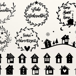 Plotterdatei Weihnachten svg, Weihnachten svg, Plotterdatei Haus Weihnachten Svg , Plotterfil Häuser Svg