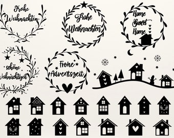 Plotterdatei Weihnachten svg, Weihnachten svg, Plotterdatei Haus Weihnachten Svg , Plotter file Häuser Svg