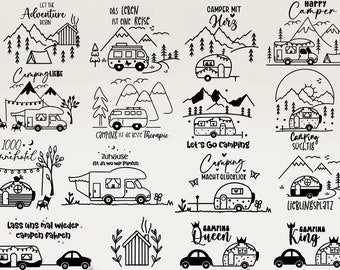 Plotterdatei Camping Wohnwagen SVG, Plotterdatei Camper svg, Urlaub Camper svg Camping Sprüche, Camping Sprüche Schriftzüge, Camper Dxf Dxf