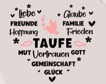 Plotterdatei Herz SVG, Plotterdatei communion SVG, ploter Taufe Svg, plik plotera chrzest serca SVG, przysłowia komunia