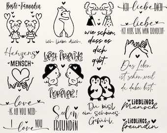 Plotterdatei Danke, Best Friends Svg Bundle, Cricut Silhouette, Lieblingsmensch Svg, Schön dass es dich gibt, Deutsche Sprüche svg