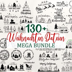 Frohe Weihnachten Plotter File, Weihnachtsszene SVG PNG, Plotterdatei weihnachten svg deutsch, Plotterdatei Weihnachten SVG Bundle