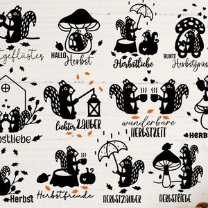 Plotterdatei Herbst SVG png, Eichhörnchen svg, Herbst Plotterdatei png png, Hallo Herbst Herbstliebe, Cricut Brother Leinwand Silhouette