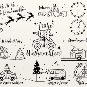 Plotterdatei Weihnachten svg, Weihnachten Auto svg, Christmas svg, Frohe Weihnachten Plotter File Svg Png, Schriftzüge Weihnachten deutsch image 1