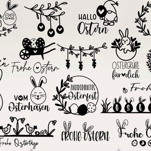 Deutsche Ostern Plotterdatei Bundle svg, Ostern Cricut Silhouette, Ostern Schriftzüge, Plotterdatei Osterhase SVG, Plotterdatei Frühling SVG