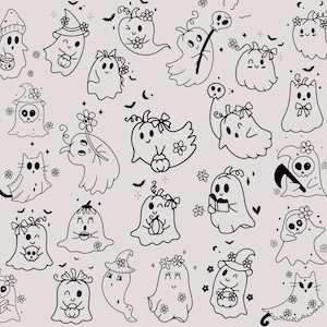 Halloween Ghosts Bundle SVG, Halloween svg, Cute Ghost Bundle svg, Ghost Glowforge svg, Halloween Laser Cut File, Ghost Cut File