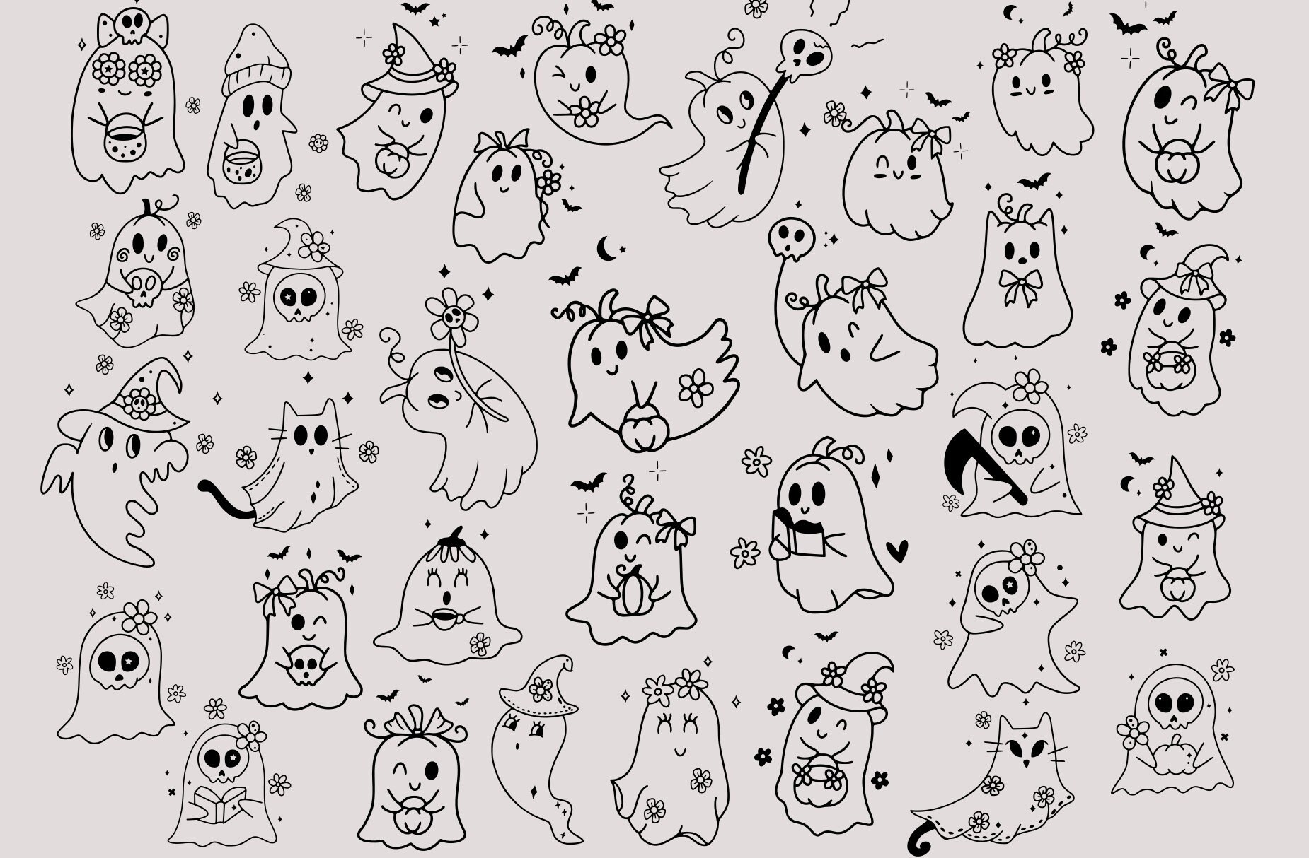 Halloween Ghosts Bundle SVG, Halloween Svg, Cute Ghost Bundle Svg ...