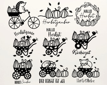 Herbst Plotterdatei  Svg ,Herbst Sprüche Plotter File  Svg , Hallo Herbst Wreath Herbstliebe Igel,  Cricut Brother Canvas Silhouett