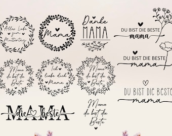 Plotterdatei Muttertag svg, Deutsche Plotterdatei Herz Du bist, Herz svg, Die Beste Mama SVG, Alles Liebe Muttertag, Frühling Blumenkranz Svg