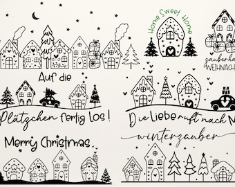 Weihnachten Plotterdatei Svg Png , Plotterdatei Inicio , Weihnachtshäuser , Schriftzüge Weihnachten deutsch , Silhouette Cricut Descargar