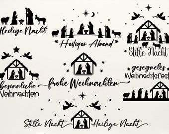 Plotterdatei Weihnachten SVG, Plotterdatei Weihnachtskrippe SVG, Krippe SVG, Weihnachten svg, Christmas svg, Schriftzüge Weihnachten SVG