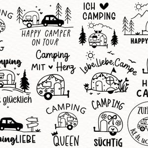 Deutsche Plotterdatei Camping Plotterdatei Wohnwagen Plotterdatei Camper Camping Sprüche Zuhause SVG Cricut Schneidedatei Happy Camper