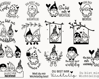 Plotterdatei SVG, Plotterdatei Danke, Best Friends SVG Bundle, Plotterdatei Wichtel SVG, Du bist mir wichtelig SVG