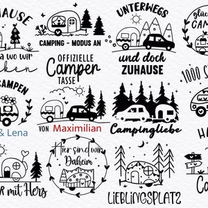Plotterdatei Camping Wohnwagen SVG, Plotterdatei Camper, Camping Sprüche, Zuhause svg, Camping Schriftzüge, Camper Dxf, Camper Clipart