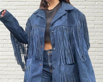 Western Suede Fringed Jacket for Women, Classic Short Cowhide Jacket for Her, Traditional American Coat Jacket, American Cowgirl Suede Coat