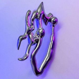 Boucle d&#39;oreille chromée - Design futuriste inspiré de la Kpop