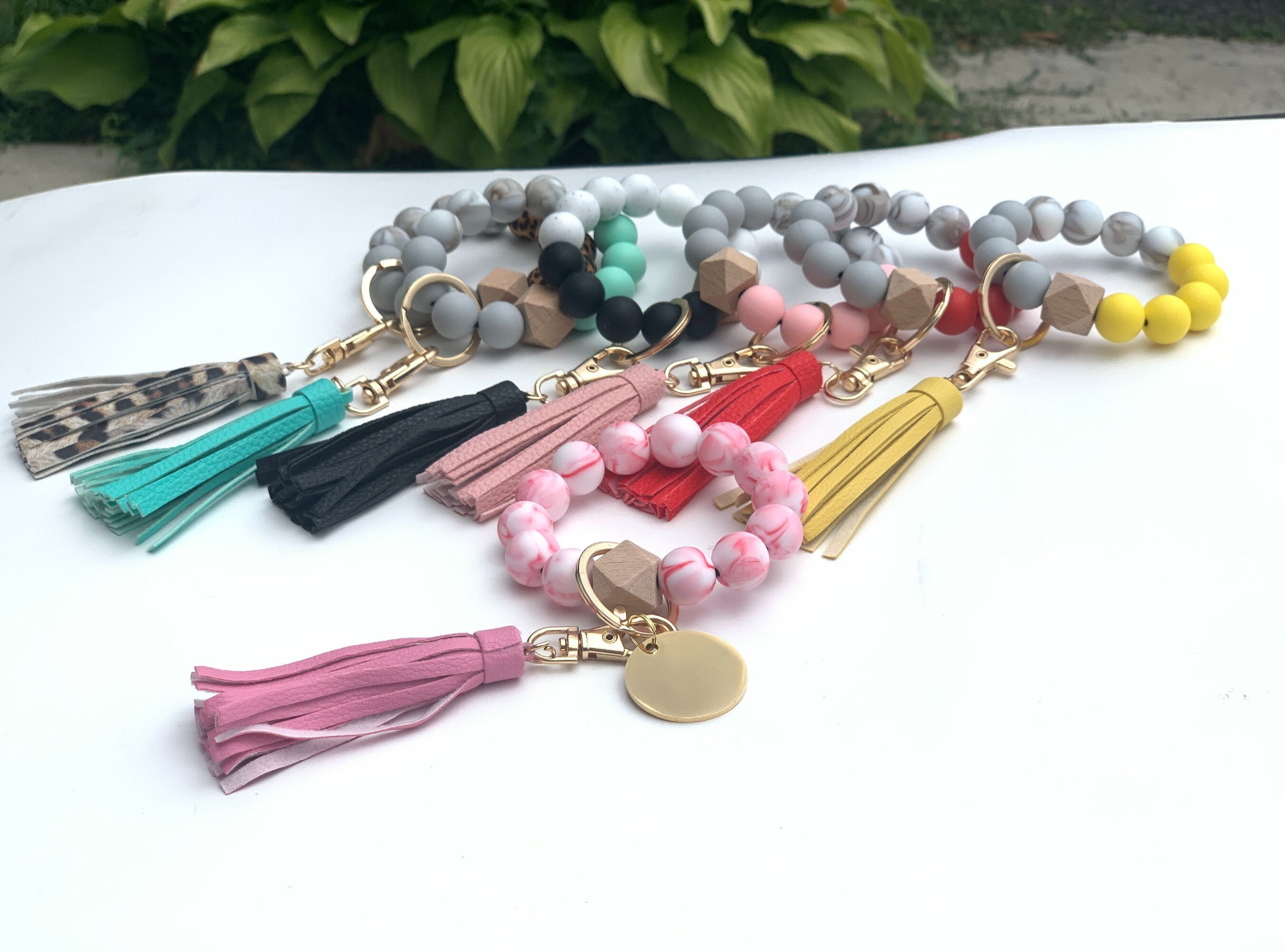 Silicone Bead Bangle Key Ring: Personalized Wristlet Keychain - Etsy