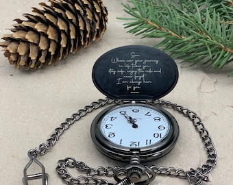 Cadeau de Noël pour papa, Montre de poche personnalisée, Cadeau pour petit-fils, Montre de poche gravée, Cadeau Noel, Cadeau souvenir, Cadeau pour grand-père