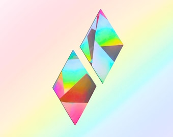 Suncatcher Sticker 2er Set Rauten, Prisma Fensterdeko, Regenbogen Aufkleber, Geschenk für Kinder, Deko, Sonnenfänger Fenstersticker, Boho