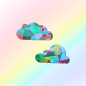 Suncatcher sticker set of 2 clouds, prism window decal, rainbow maker, gift for kids, dorm room decor, colourful boho decor, wedding favors