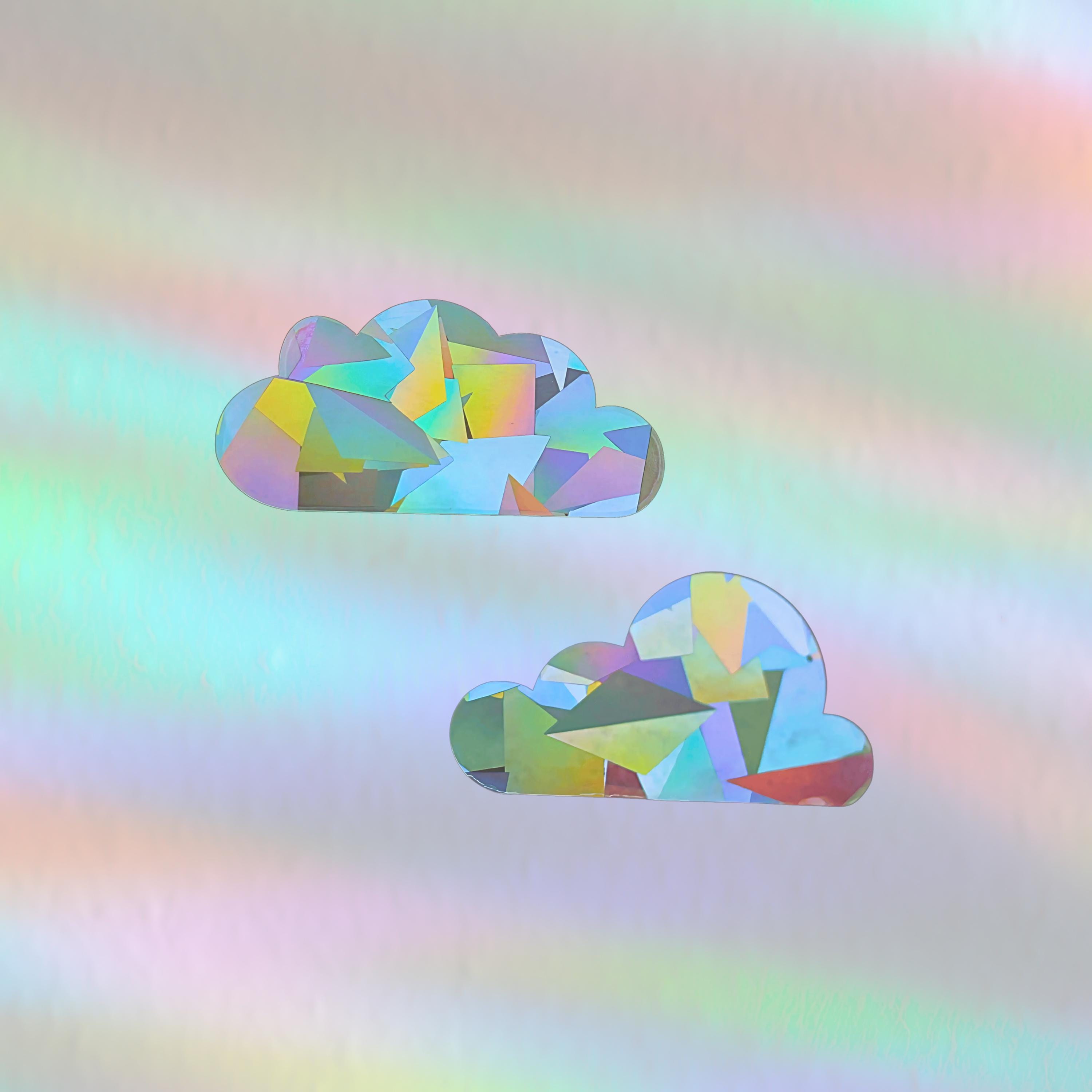 Suncatcher sticker set of 2 clouds, prism window decal, rainbow maker, gift for kids, dorm room decor, colourful boho decor, wedding favors