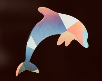 Window sticker dolphin with prismatic effect rainbow prism suncatcher sticker holographic sticker Rainbow Maker