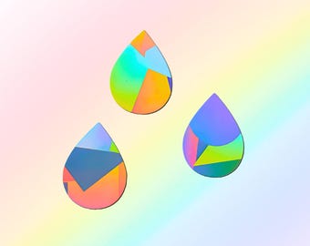 Juego de 3 pegatinas atrapasoles, pegatinas para ventanas con forma de gota, pegatinas de prisma, pegatinas holográficas de arcoíris, atrapasoles, decoración de ventanas estilo bohemio, habitación infantil