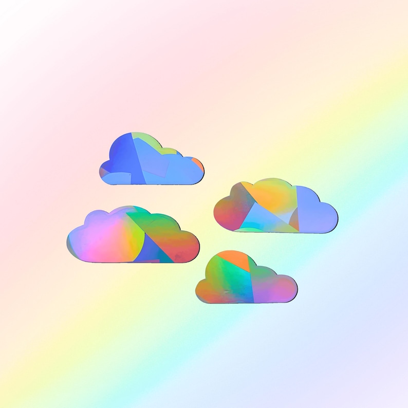 Adesivi acchiappasole, set da 4 pezzi, nuvole, adesivi per finestre, regalo per insegnanti, nuvole decorative, adesivi arcobaleno per decorazioni per finestre, decorazioni con dopamina immagine 1