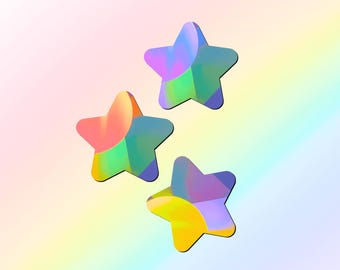 Prismatic Suncatcher Sticker Set of 3 Stars, Gift for Moms and Grannies, Rainbow Maker, window cling stars, hippie mom, rainbow window film