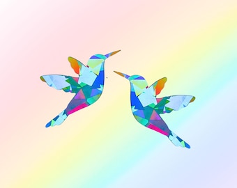 Suncatcher Sticker 2er Set Kolibri, Prisma Fensterdeko, Regenbogen Aufkleber, Geschenk für Mutter, Deko, Sonnenfänger Fenstersticker, Boho
