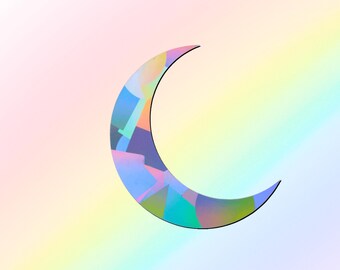 Adhesivo de luna para ventana con efecto prismático, prisma arcoíris, adhesivo atrapasol, adhesivo holográfico, creador de arcoíris, decoración de ventanas