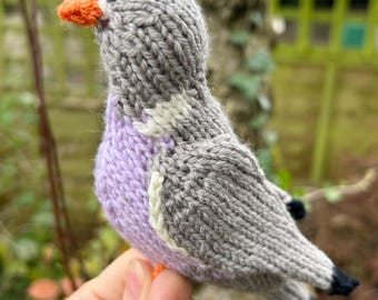 Knitted Pigeon Pattern, Colourwork, Short Rows (PDF Pattern)