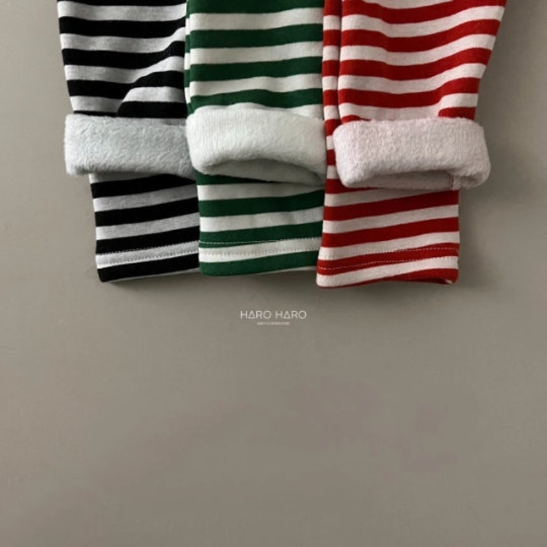 Seoul Snuggles: Christmas Theme Striped Leggings for Toddlers Cozy Winter Warmth image 6